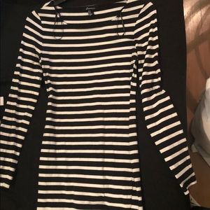 Black n white stripped long sleeve dress